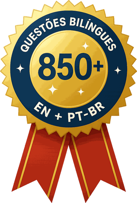 Selo: 850+ questões bilíngues EN + PT-BR